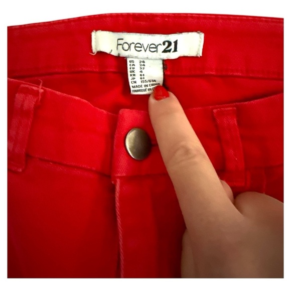 F21 Red Mid-Rise Skinny Jeans size 24 - Picture 3 of 3